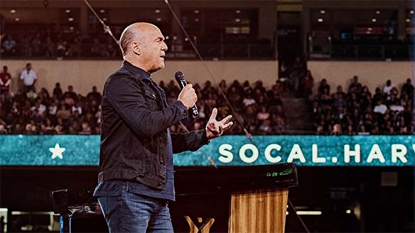 Im a delivery boy. I dont write the gospel. I just convey it. Im here to tell people the good news...  Greg Laurie speaking to thousands at Anaheims Angels Stadium.
