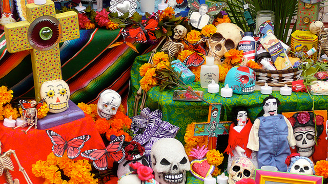 Candy skulls are a frequent motif with Day of the Dead commemorations.