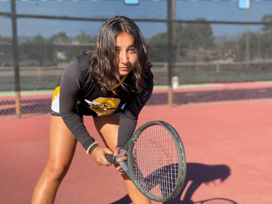 Shantel Marentes, grade 10, has found her place on the tennis court.