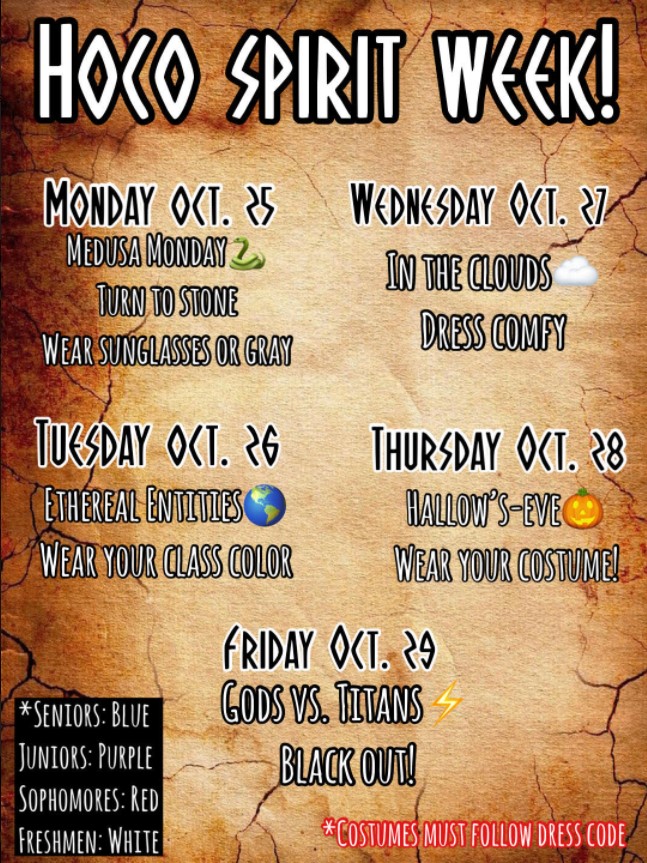 As Homecoming Week begins, students are encouraged to show their school spirit by participating in these themed days.
