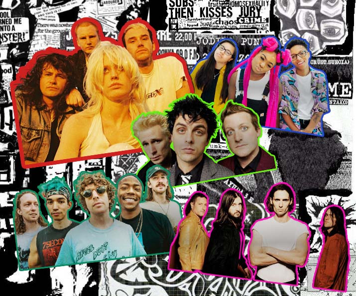 This weeks Vibe goes rebel with a punk theme. From upper left: Amyl and the Sniffers, Meet Me @ the Altar, Green Day, Turnstile, The All-American Rejects.