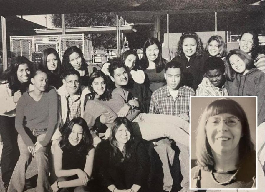 In 2001, under the guidance of adviser Eileen Potterton (inset), the CHS AVID program was crowned as a national demonstration school. Featured in this image are AVID students from the class of 2001.