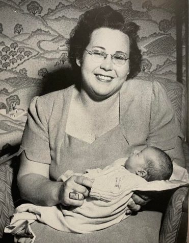Blossom George, pictured here with her newborn son, Stevie, worked at Colton High from 1934-51, where she served in a number of capacities.