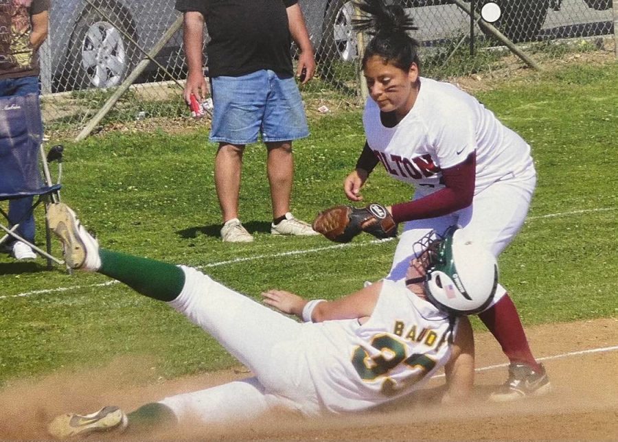 Vanity Martinez tags a Cajon runner out at third base during the 2009 season.