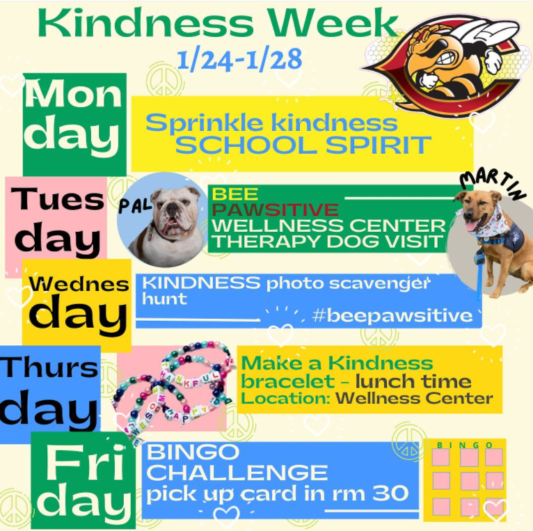 Kindness Week kicks off Jan. 24-28. Here are the details for the weeks activities.