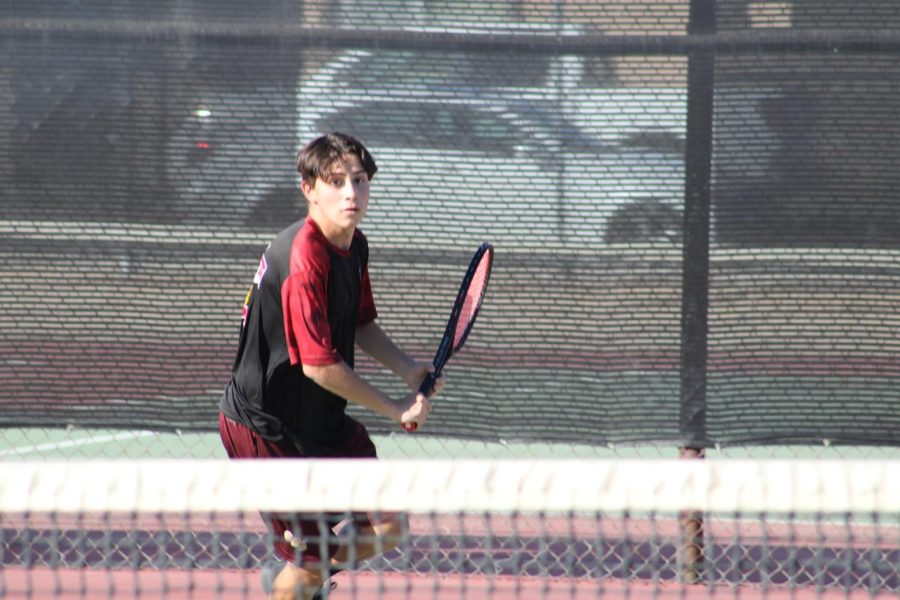 Adrian Colunga sets up for the strong backhand against Grand Terrace.