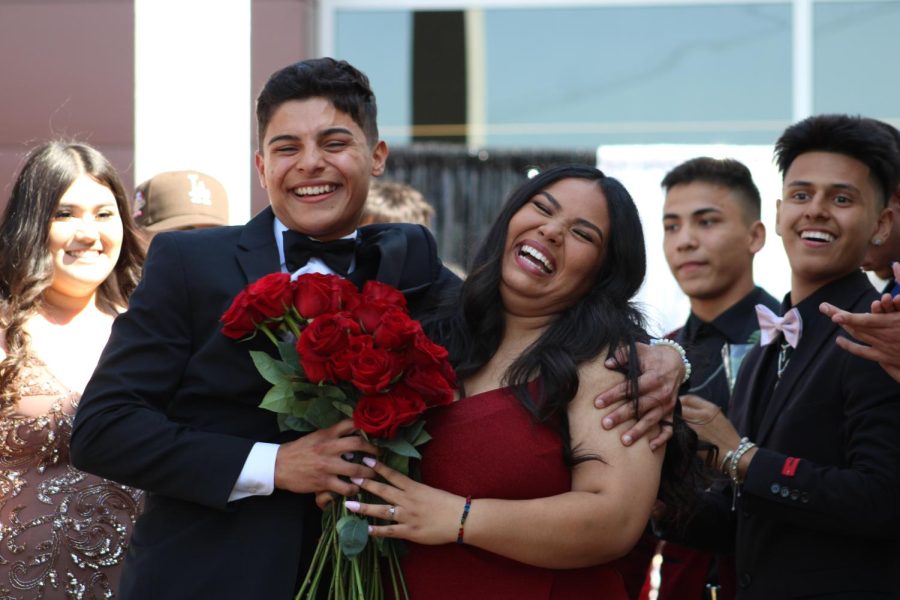 Anthony Gomez took this moment to ask Emily Hernandez to the Prom, using all his fashion show partners to set up an elaborate prom-posal.