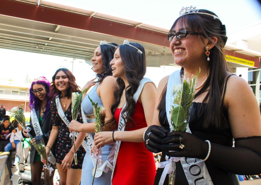 The Prom Queen Court was announced at the annual Prom Fashion Show on Mar. 16. Featured are, from left: Diana Fernandez, Reyna Chavez, Justine Estrada, Marissa Herrera, and Guadalupe Vazquez.
