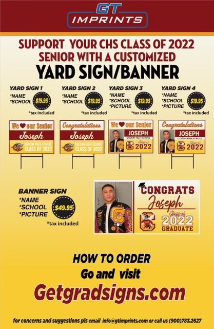 In addition to banners, yard signs are also available for sale.