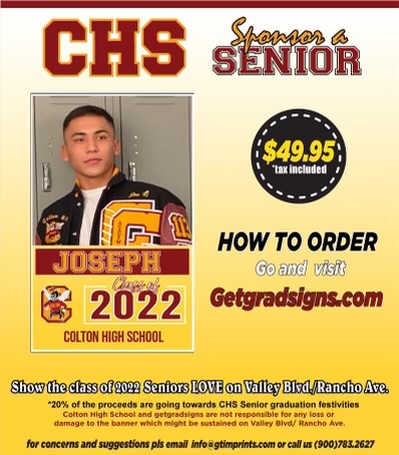 CHS ASB, in conjunction with GT Imprints, is selling senior banners and signs to celebrate the Class of 2022.