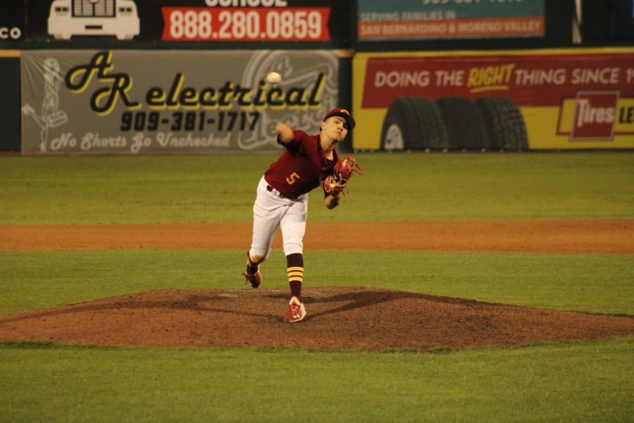 Sophomore Raymond Ramirez pitched struck out 10 and only gave up one run in five innings at the County Clash game against Arroyo Valley on April 2.