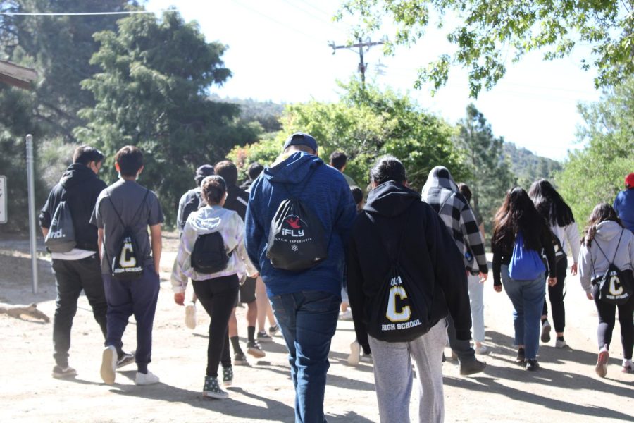 CHS students engage in a nature walk during their trip to Skyland Ranch on May 6, 2022.