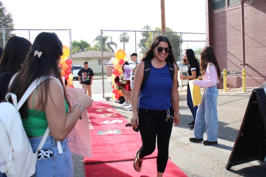 Students were also given the red carpet treatment over on the Third Street side of campus.