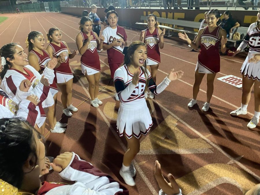 At halftime, as part of CHS Cheer tradition, the cheerleaders from both squads got together to cheer each other on in a show of exceptional sportsmanship.