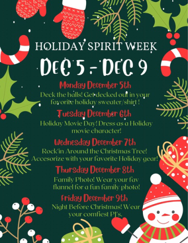 ASB wants us to get into the Christmas Spirit with theme days during the week of Dec. 5-9.