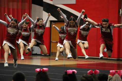The competitive cheer team gets the crowd at AB Miller fired up with their strong performance at the annual Cheer Showcase.