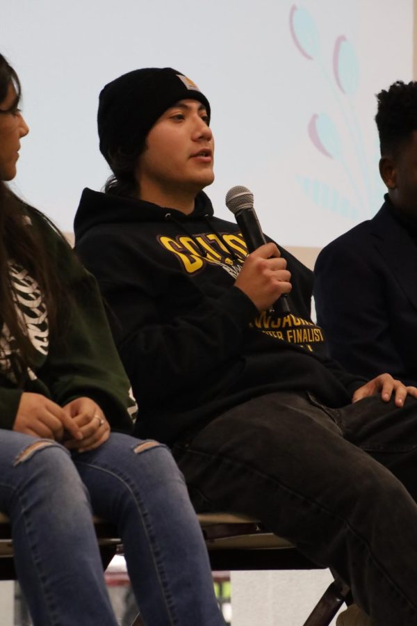 Jesse Ortiz speaks his truth during the student panel.