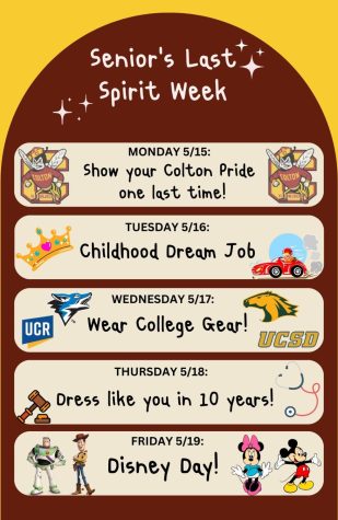 Spirit Week for May 15-19 is ready to go!