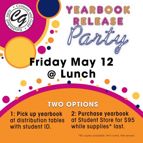 2022-23 Yearbook will be distributed, with remainder on sale starting May 12.