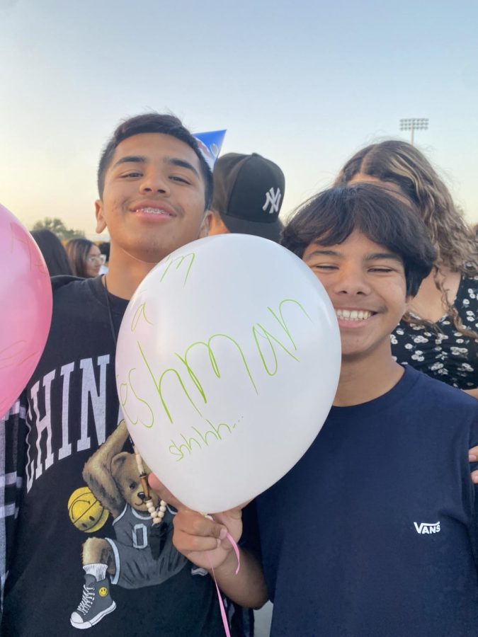 Shhh . . . apparently no bouncers were present to keep out slippery freshmen like Elias Velasquez, who even managed to snag a balloon to put his silly message out into the world.