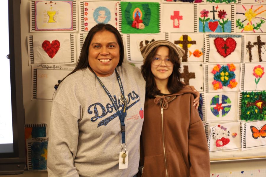Ms. Rosenda Gonzales and Pepper Bough Staff Writer Madison Torranto.