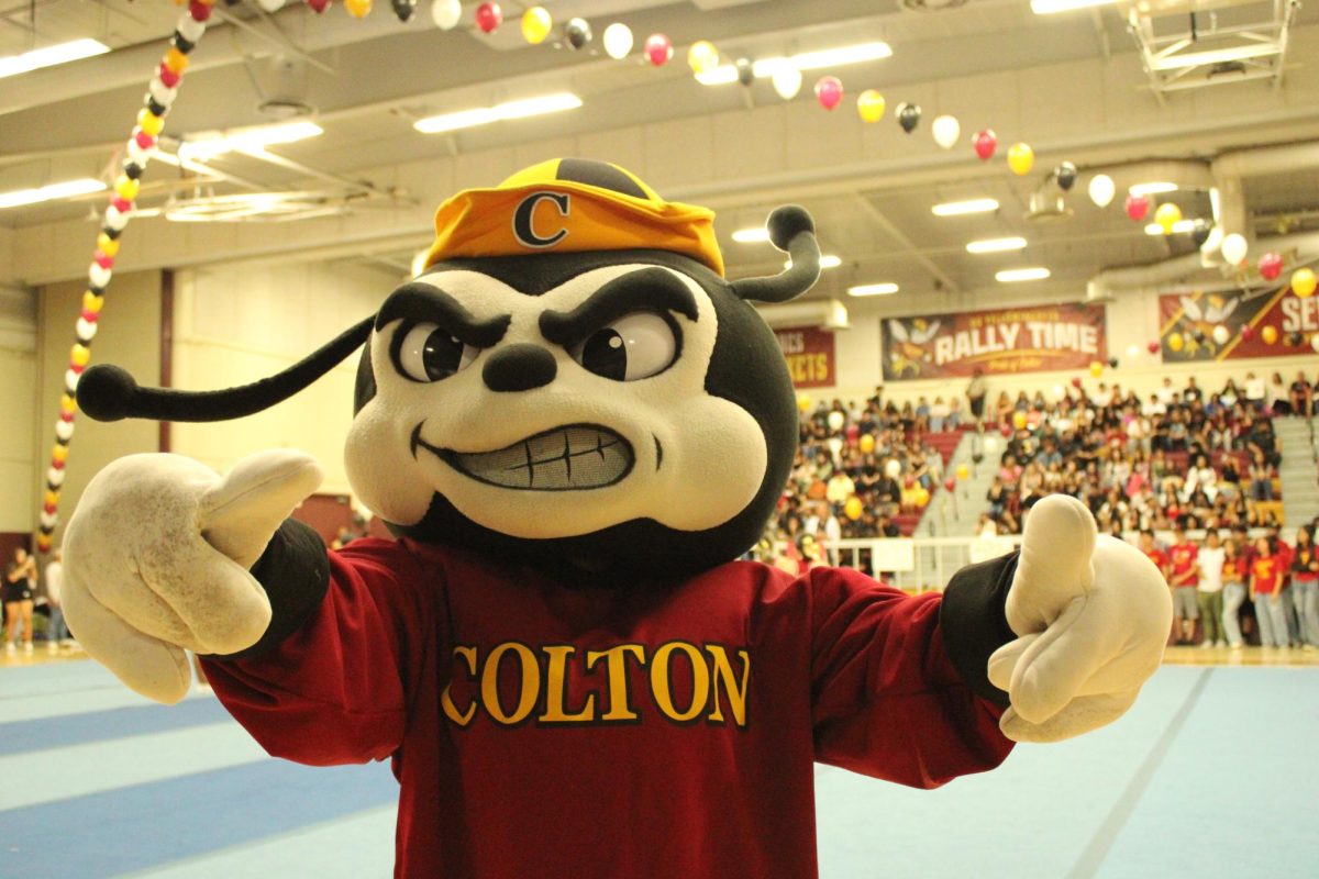 Yogi welcomes everyone to the first rally of 2023. These are his favorite days on campus as everyone comes together to show off their Colton Pride!