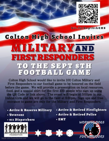 ASB will celebrate local military and first responders during ceremony prior to game against Big Bear on Friday, Sep. 8.