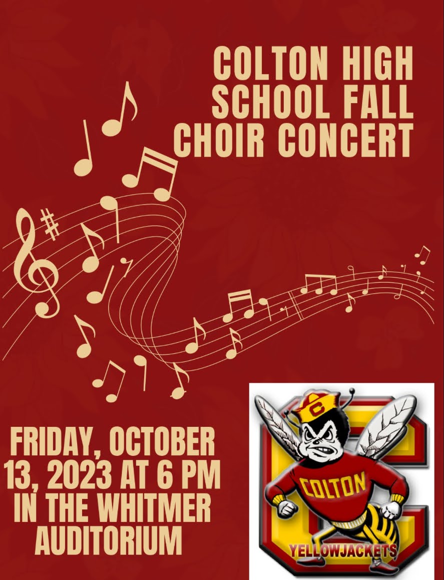 The CHS Fall Choir Concert will be at the Whitmer Auditorium Oct. 13th at 6 P.M.  