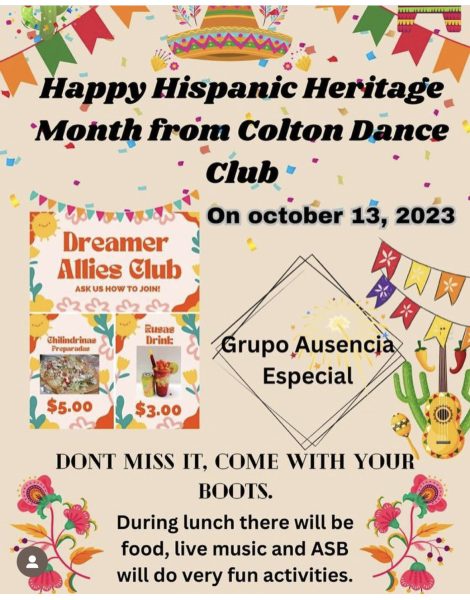 The Dreamer Allies Club and Dance Club are partnering up to bring a lively Hispanic Heritage Month celebration during lunch on Oct. 13th.  