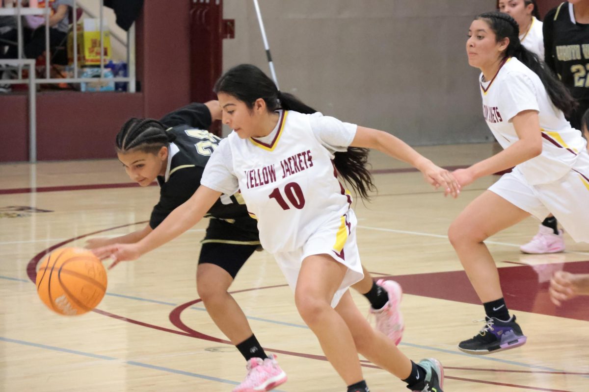 Savannah Govea gets a crucial steal during Coltons game against Arroyo Valley on Monday. She would score 19 points in the teams 50-27 victory.