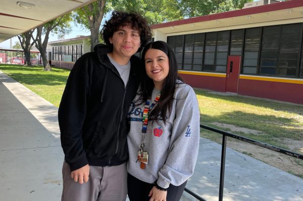 Santiago Cabrales with Spanish teacher Mrs. Evelyn Lopez.