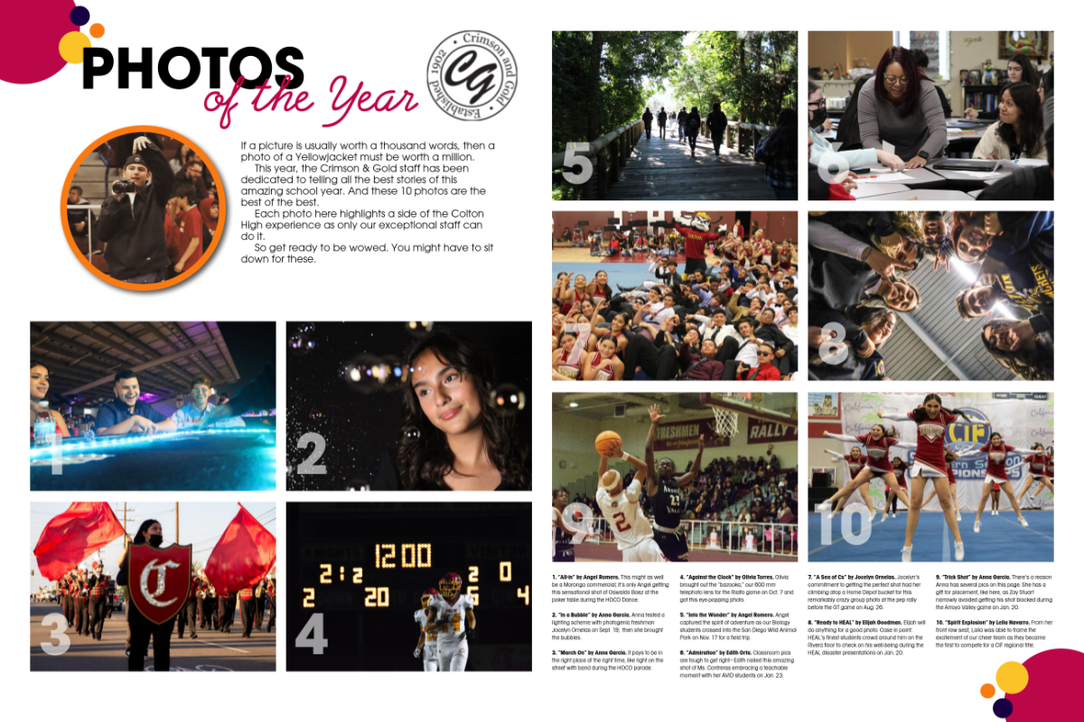 Crimson & Gold's selection of Photos of the Year for 2023 was included in the Varsity Yearbook "Portfolio" as an example of quality layout and design.