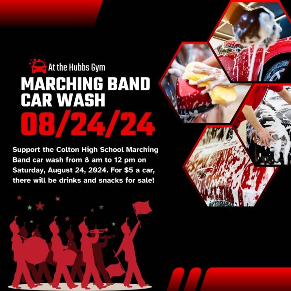 CHS Marching Band is hosting a car wash fundraiser on Aug. 24 from 8-12 outside the Hubbs gym. Make sure to show up to support the program.