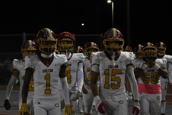 Colton Football walking into the home of the Bruins with confidence and ready to dominate on their field.