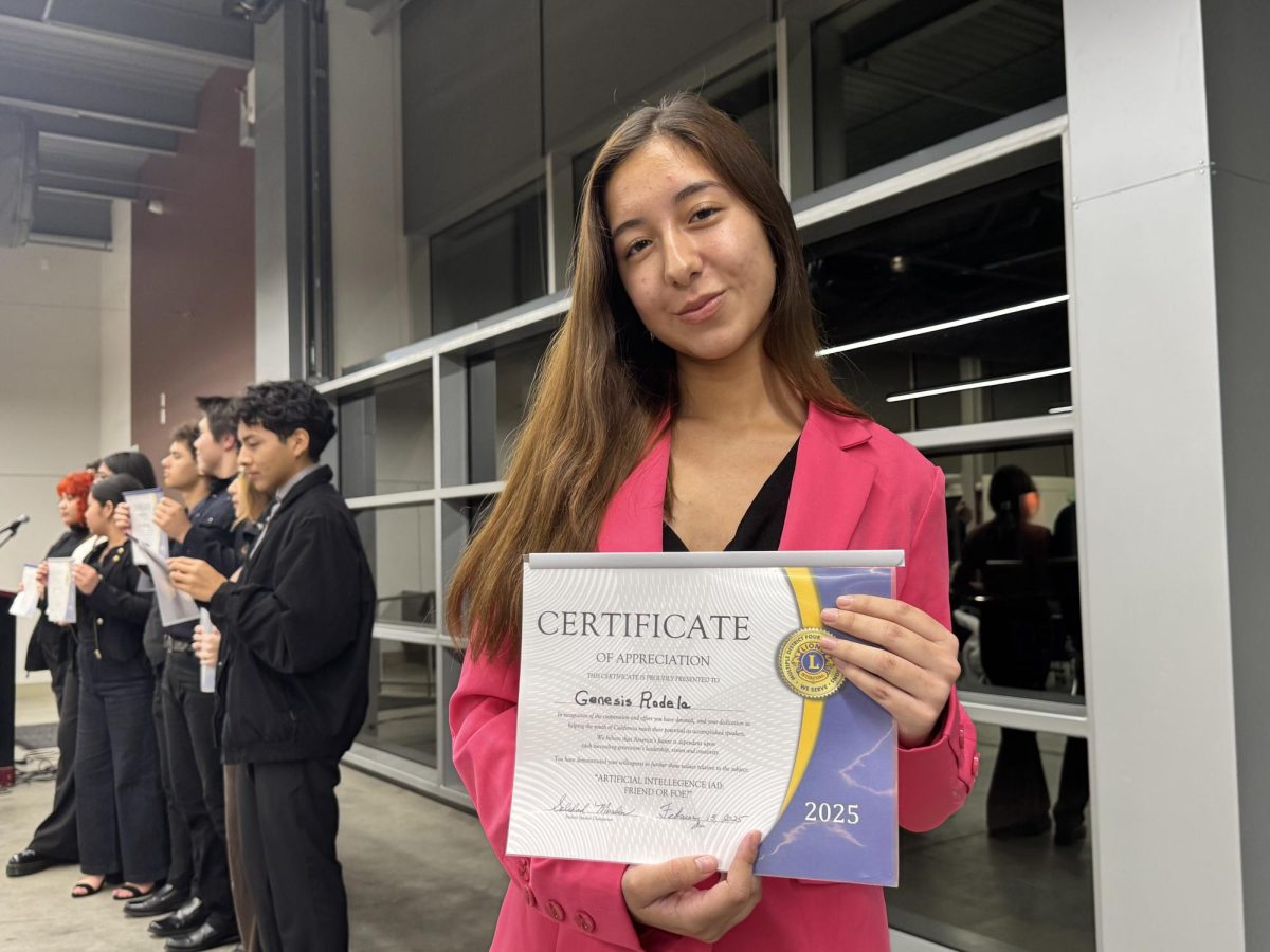 Genesis Rodela becomes the first Colton student to repeat as Zone level champ in the annual Lion's Club speech competition. This year's speech discussed whether Artificial Intelligence is a friend or a foe.