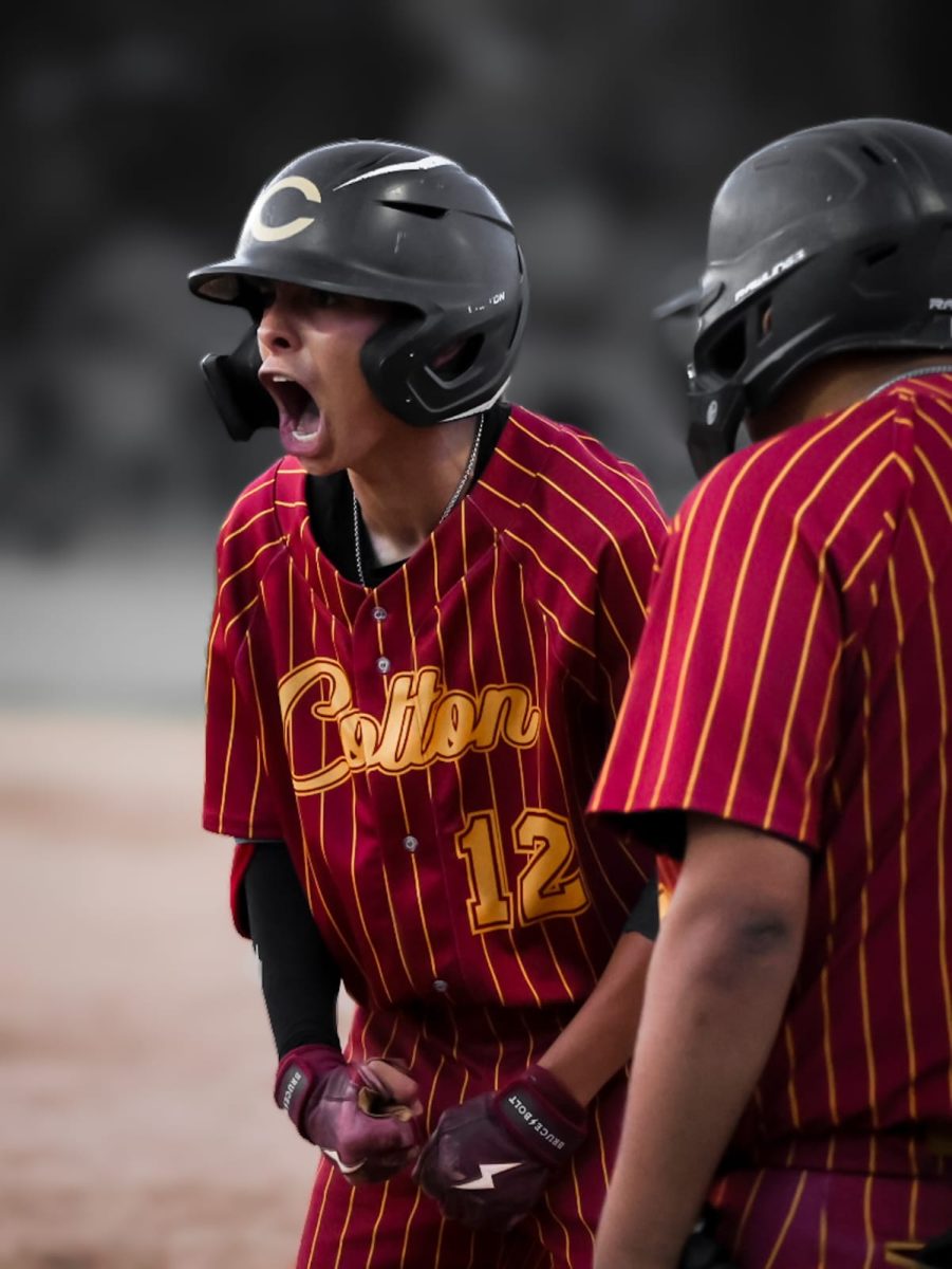 Kyle Mejia celebrates a huge hit. He finished the game 3-for-5 with two runs and a stolen base.