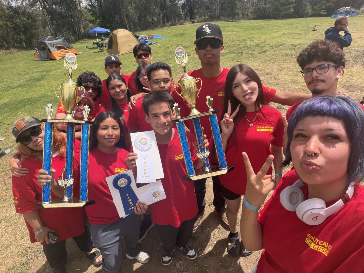 The CHS STEAM Solar Boat team celebrates its second place victory at the annual SoCal STEAM Challenge.