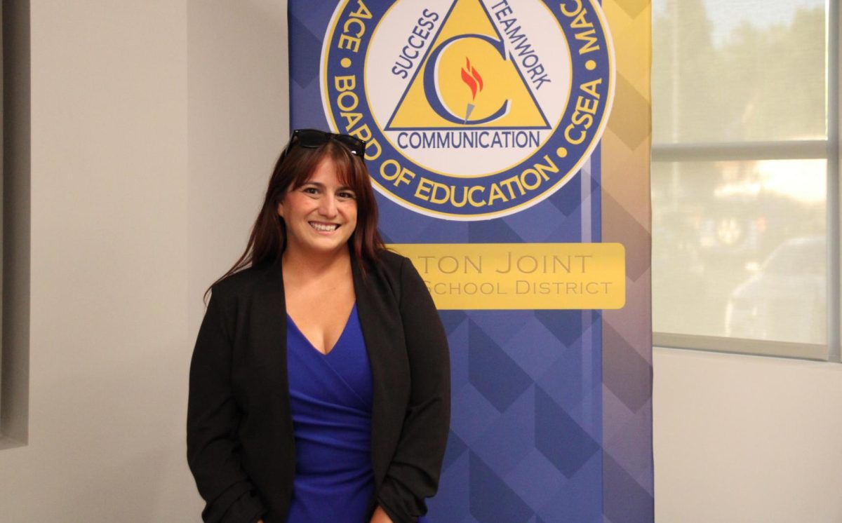 Danielle Fernandez celebrates her new position as Community Schools District Coordinator at the CJUSD School Board meeting on May 7, 2026.